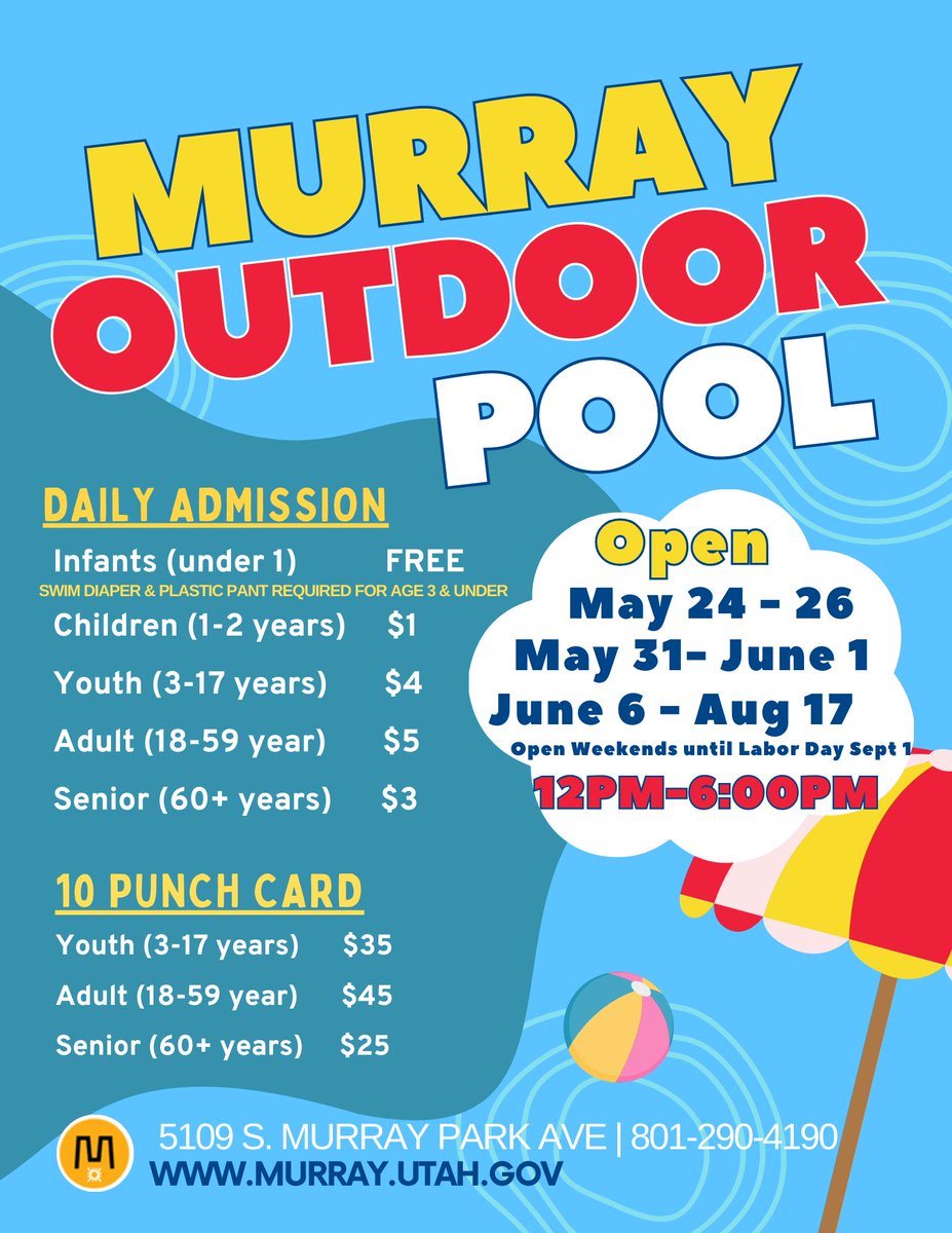 The outdoor pool in Murray Park is opening for the season this weekend