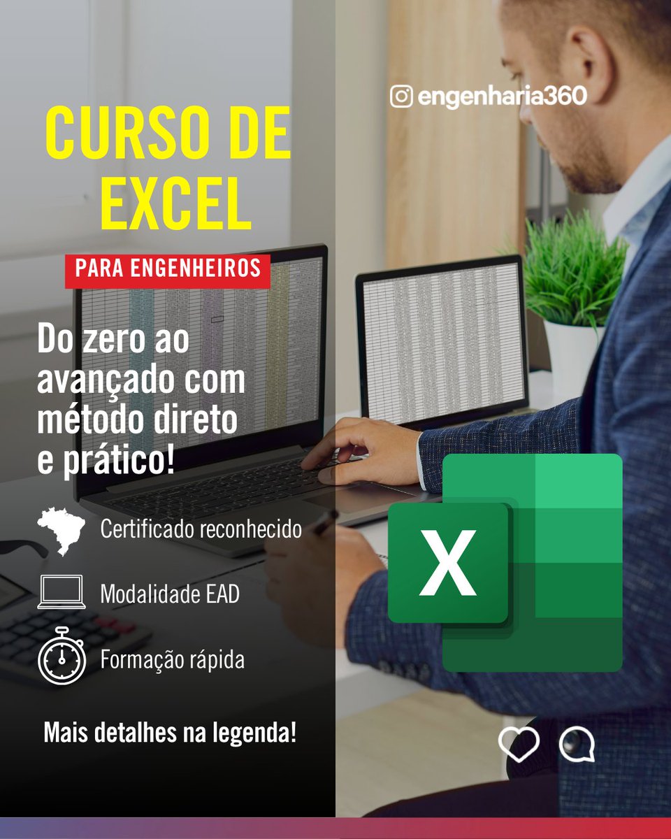 Engenharia360's tweet image. DOMINE EXCEL 💡 e conquiste de vez seu espaço no mercado de trabalho!
Chegou sua hora de se destacar, turbinar seu currículo e crescer na carreira!
👉 teslatreinamentos.com/excel-oficial-…
#Excel #CursoDeExcel #MercadoDeTrabalho #Educação #CursoOnline #Informática #Engenharia360
