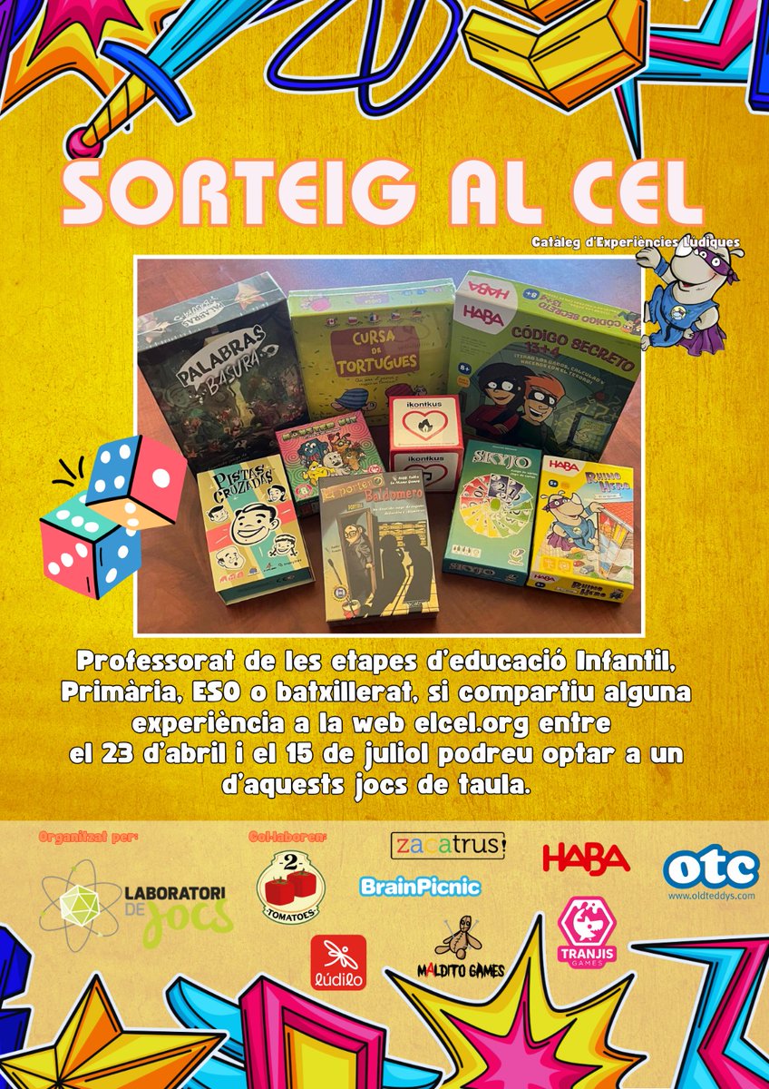 📢 Sorteig d'estiu al CEL!

🎲 Qui hi pot participar? Tothom qui publiqui experiències d'ABJ al nostre Catàleg d'Experiències Lúdiques entrarà en el sorteig d'un joc cedit per una de les editorials col·laboradores

🗓️ Fins el 15 de juliol

👉 laboratoridejocs.org/index.php/2025…