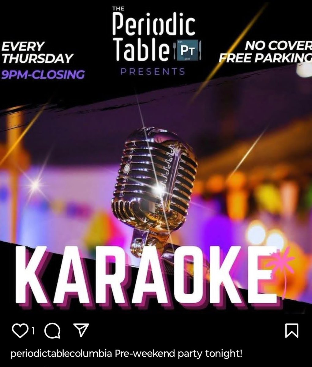 PeriodicTableMD's tweet photo. Tonight is Karaoke night at The Periodic Table. We are celebrating everything 80's! #Karaoke  #Columbia #HowardCounty #Maryland  #ILoveThe80s https://t.co/BqhkJI9vUu