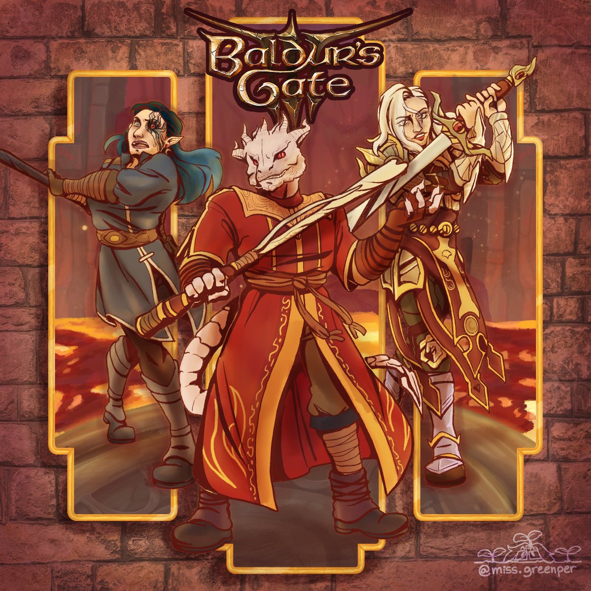 miss_greenper's tweet photo. -EL TRIO TRELELE. Baldur's Gate-

Reaparezco de entro las sombras, para un dibujo hecho con gran ilusión. Aquí los personajes, de su ruta de Baldurs, de @PlayExperienze @Curic_art y @SarahRaiin 

Espero que os guste!!!💚 Abajo más detalles del dibujo/pjs :] https://t.co/OWV1obVNQG