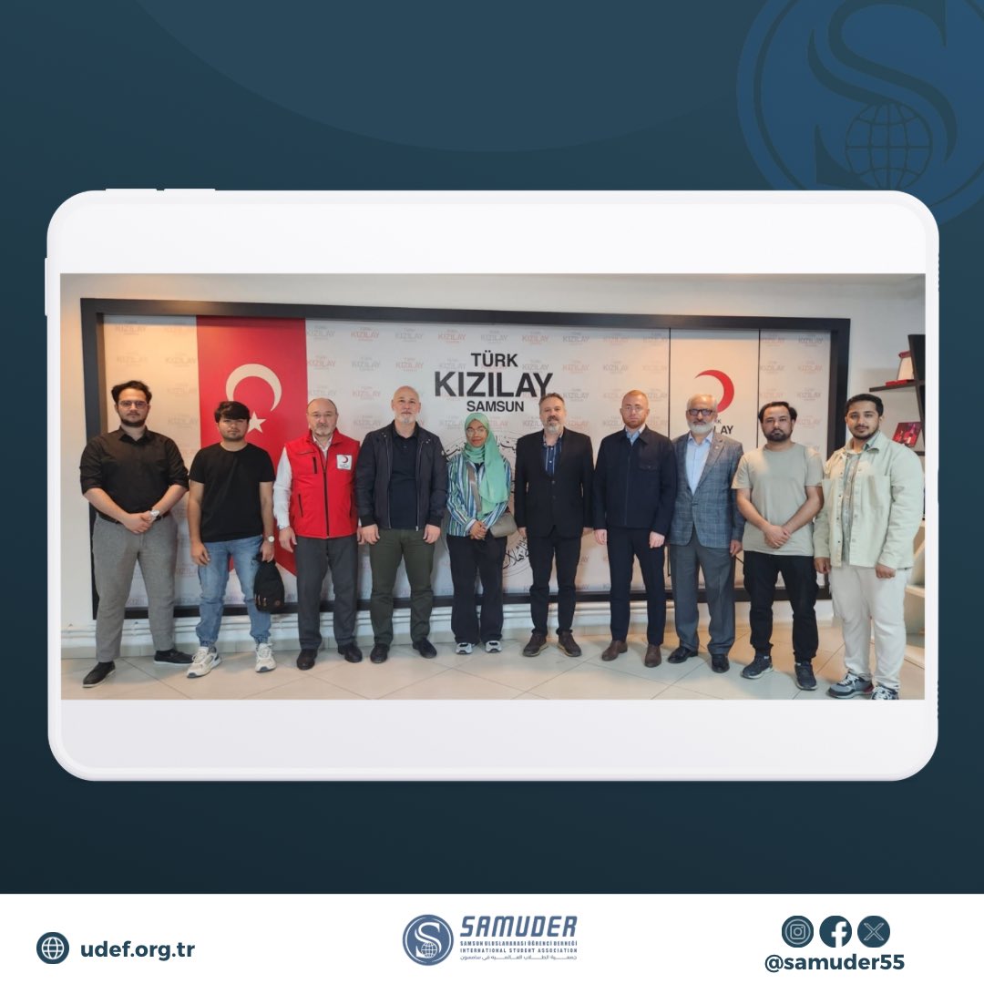 samuder55's tweet photo. Başkanımız @hkaraduman55, yönetim kurulumuz ve ülke temsilcilerimizle birlikte @kizilaysamsun başkanı Sn. Onur Çoban’ı ziyaret ettik. Faaliyetlerimiz ve Uluslararası öğrencilerimizin katkıları, ihtiyaçları ve sorunları  üzerine verimli bir görüşme gerçekleştirdik. https://t.co/e6dlyd4FeH