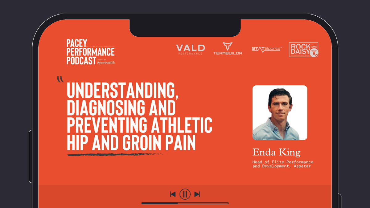 Sportsmith (@sportsmithhq) on Twitter photo This week on the Pacey Performance Podcast...
World expert <a href="/enda_king/">Enda King PhD</a> discusses:
▪️Diagnosis of groin pain is complicated due to variability in symptoms and anatomy
▪️Hip and groin pain involves a combination of load, biomechanics, and anatomy
▪️Surgical options for groin pain This week on the Pacey Performance Podcast...
World expert <a href="/enda_king/">Enda King PhD</a> discusses:
▪️Diagnosis of groin pain is complicated due to variability in symptoms and anatomy
▪️Hip and groin pain involves a combination of load, biomechanics, and anatomy
▪️Surgical options for groin pain