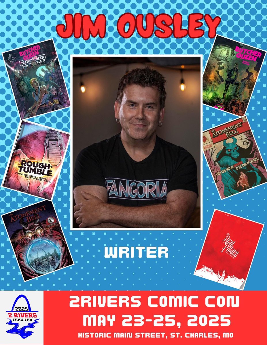 Red 5 Comics (@red5comics) on Twitter photo Come say hello to Eisner nominated writer Jim Ousley (The Atonement Bell/Butcher Queen) at the inaugural 2 Rivers Comic Con in St. Charles MO, May 23rd-25th!
For more info and tickets, go to 2riverscomiccon.com today!
<a href="/indiecomicszone/">Indie Comics Zone</a> <a href="/PromoteHorror/">PromoteHorror š</a> <a href="/2RiversComicCon/">TwoRiversComicCon</a> Come say hello to Eisner nominated writer Jim Ousley (The Atonement Bell/Butcher Queen) at the inaugural 2 Rivers Comic Con in St. Charles MO, May 23rd-25th!
For more info and tickets, go to 2riverscomiccon.com today!
<a href="/indiecomicszone/">Indie Comics Zone</a> <a href="/PromoteHorror/">PromoteHorror š</a> <a href="/2RiversComicCon/">TwoRiversComicCon</a>