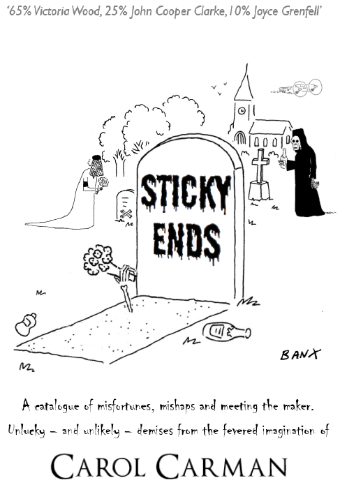 Corrected: COMING SOON... available to pre-order now... STICKY ENDS, my new book of comic poems about - well, sticky ends. Brilliantly illustrated by the award-winning@Banxcartoons !  Find out more at mccawmedia.co.uk and click on 'Sticky Ends'... #comedy #poetry #booktwt