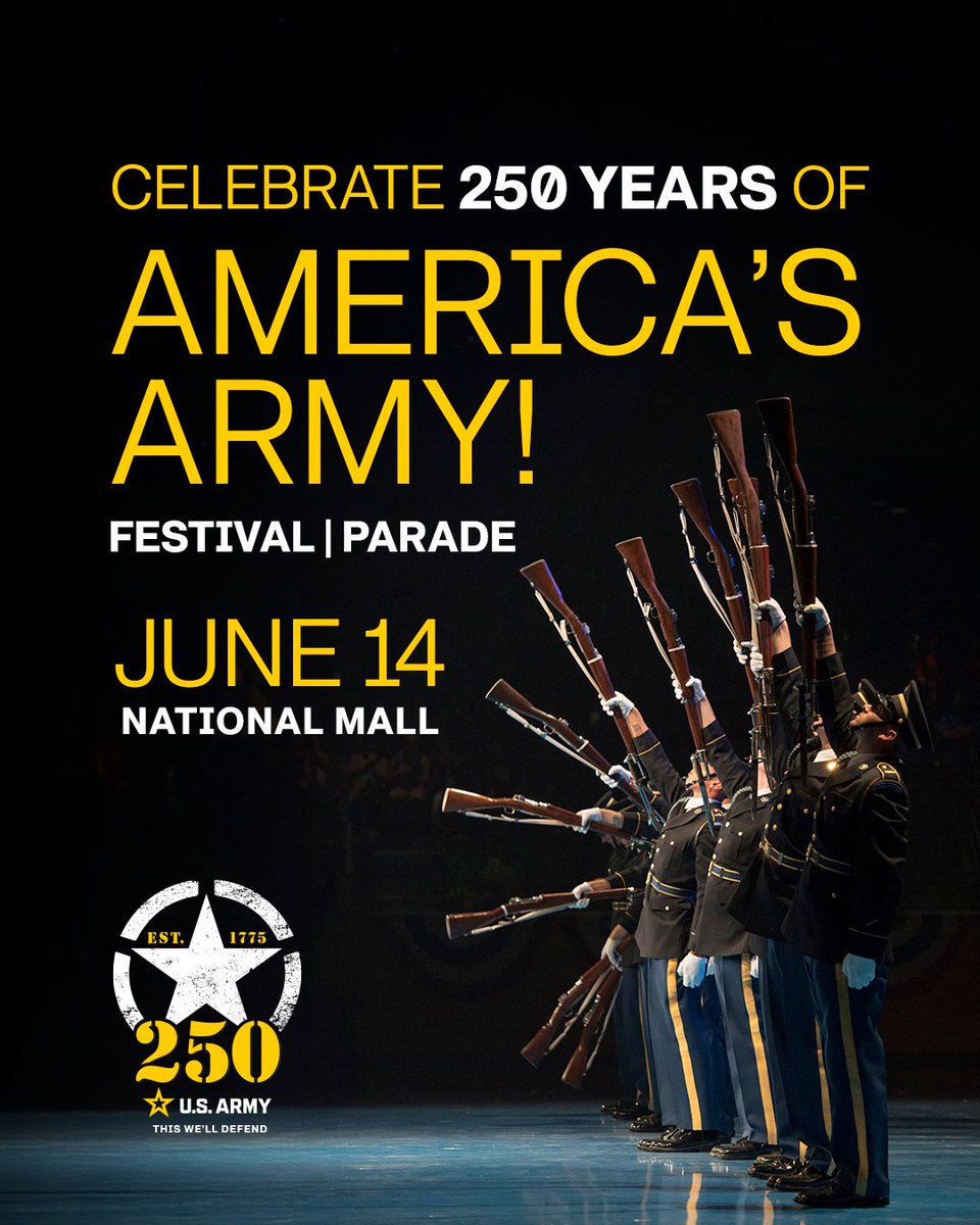 We want YOU to attend the 250th Army Birthday Festival + Parade on June 14th at the National Mall in Washington, DC!

We'll have live demos, exhibits, entertainment and more all for FREE! 

For more info see our Army Birthday site👉 army.mil/1775/