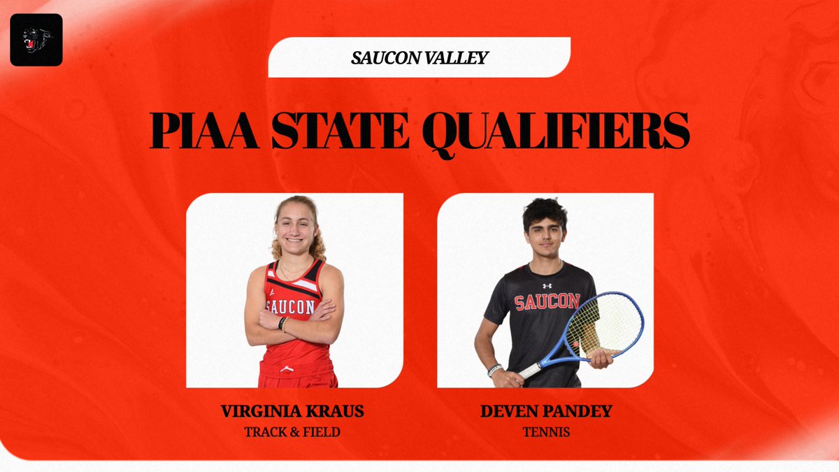 Good Luck to Virginia Kraus (Track &amp; Field) &amp; Deven Pandey (Tennis) as they represent Saucon Valley in PIAA State Championship events this weekend!  #SVPanthers