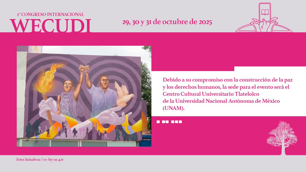 Wikimedia, Educación y Culturas Digitales se encontrarán en la CDMX 📍🇲🇽 

Acompáñanos en este segundo congreso del 29 al 31 de octubre. Envía tu solicitud para una beca y forma parte de la conversación. 

🔗 forms.gle/ahzBQgKeLfKmdC…

#WECUDI