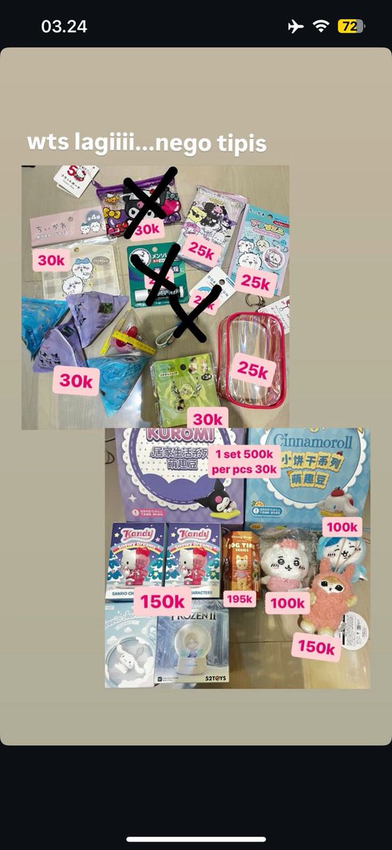 WTS // READY SIAP KIRIM BISA OREN YAA ^^ bolehhh negooo gasss 🥰

tags ! ganci plush sanrio kirby chiikawa kuromi cinnamoroll mofusand bb kacang figure hello kitty pouch seria sonny angel songel dog time series frozen pop mart