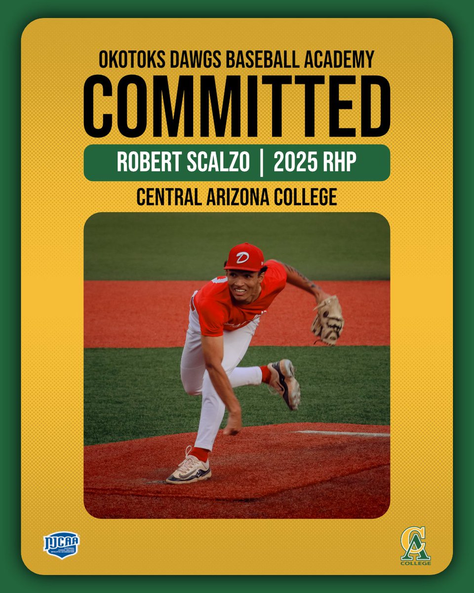 Okotoks Dawgs Academy (@dawgsacademy) on Twitter photo Congratulations to Dawgs Academy 2025 RHP Robert Scalzo on his commitment to JUCO powerhouse, Central Arizona College.
#dawgs #baseball #academy #committed #njcaa #juco #accac #DB9 Congratulations to Dawgs Academy 2025 RHP Robert Scalzo on his commitment to JUCO powerhouse, Central Arizona College.
#dawgs #baseball #academy #committed #njcaa #juco #accac #DB9