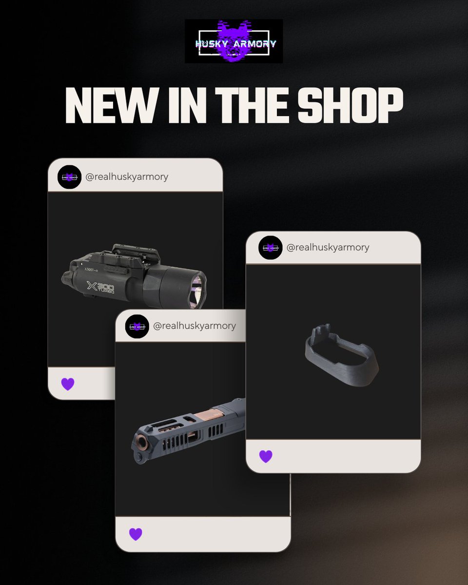HuskyArmory's tweet image. New products @realhuskyarmory
- Siberian G19x Slide Kit
- Geisler 19x Magwell
- Surefire X300 Turbo