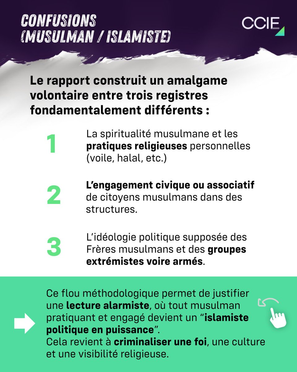 CCIEurope's tweet photo. Brève analyse du rapport sur "l'islamisme politique", qui n'est rien d'autre qu'un document complotiste destiné à construire un ennemi intérieur pour mieux déployer des mesures politiques qui s'en prendront une nouvelle fois aux libertés religieuses des musulmans. https://t.co/vrvvVdLAcE