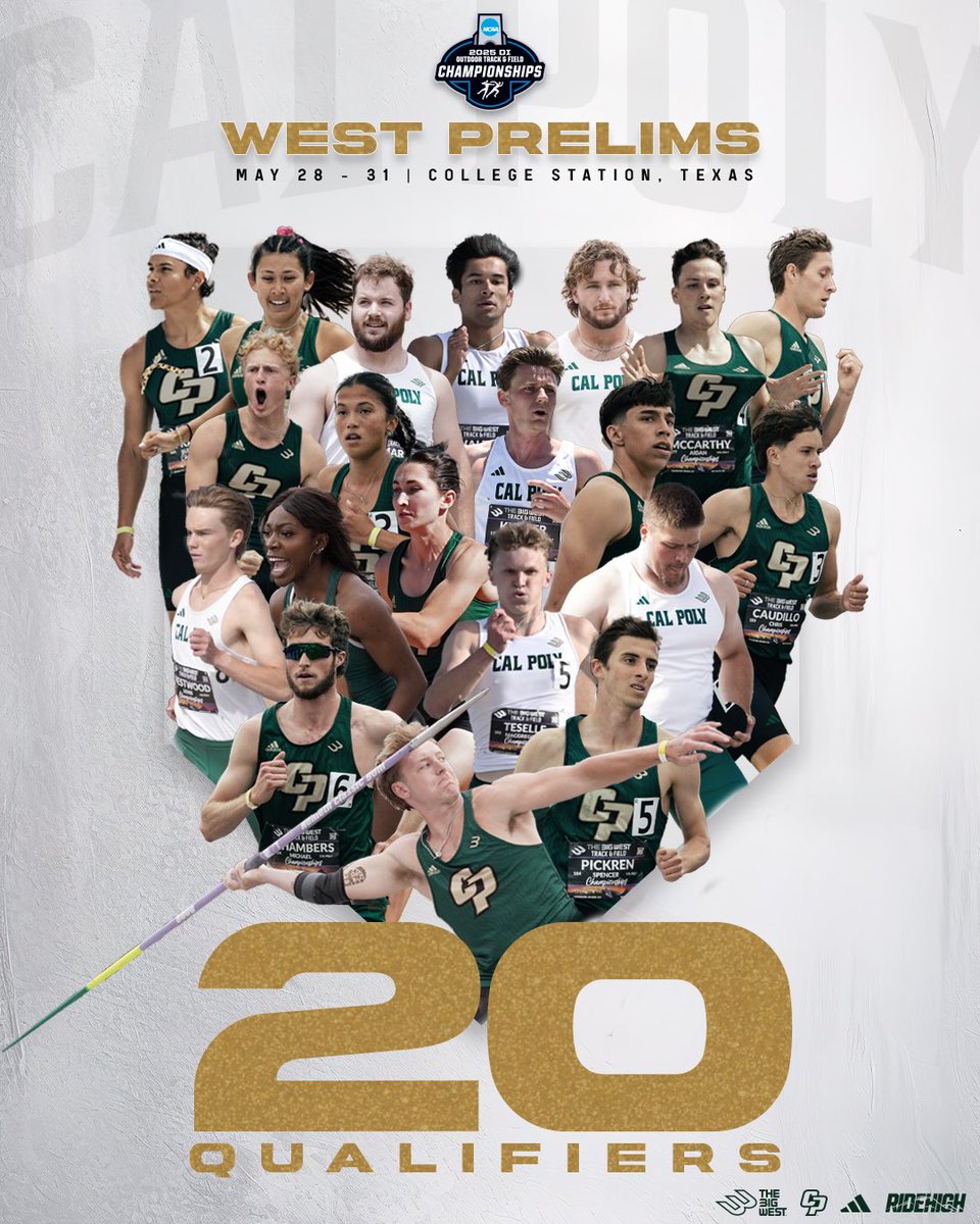 A Mustang stampede is headed to Texas ✈️

17 of our athletes along with our men’s 4x400-meter relay have qualified for the NCAA West Preliminaries at Texas A&amp;M, helping Cal Poly establish new program records for entries (18) and total qualifiers (20) for the meet!!

#RideHigh🐎👟