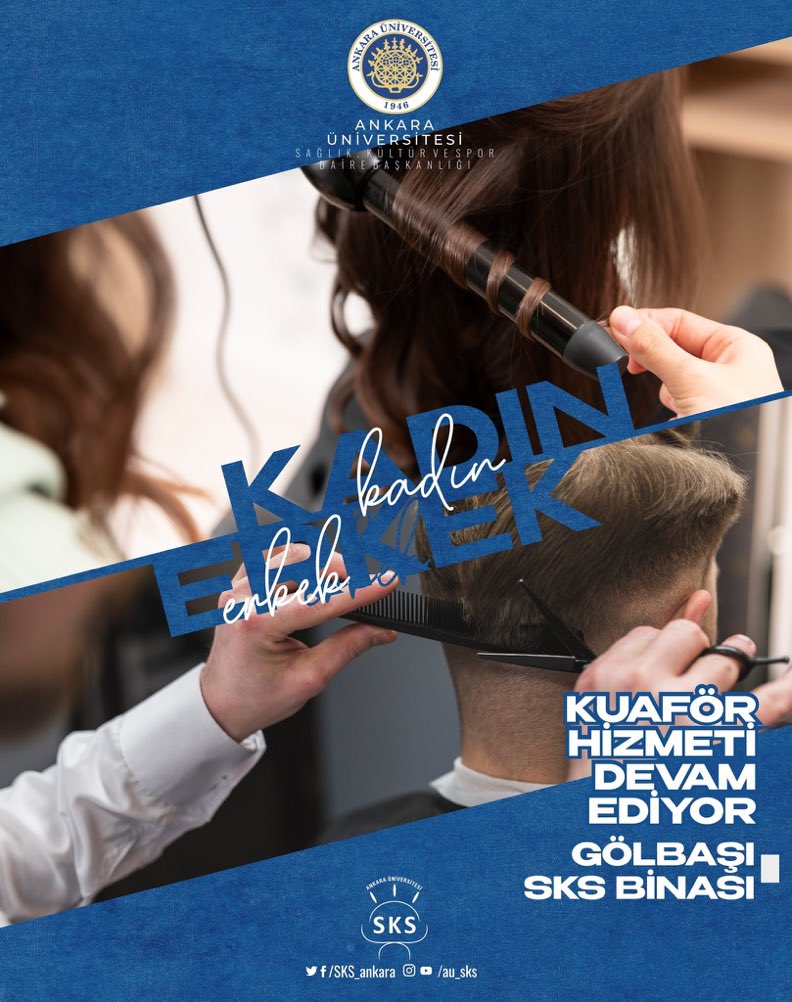 Ankara Üniversitesi SKS (@sks_ankara) on Twitter photo 📌Ücretsiz kadın ve erkek kuaför hizmetimiz devam ediyor.
➡️Ayrıtılar için SKS web sitesini ziyaret edebilirsiniz. <a href="/AnkaraUni/">Ankara Üniversitesi</a> <a href="/necdetunuvar/">Necdet Ünüvar</a> 📌Ücretsiz kadın ve erkek kuaför hizmetimiz devam ediyor.
➡️Ayrıtılar için SKS web sitesini ziyaret edebilirsiniz. <a href="/AnkaraUni/">Ankara Üniversitesi</a> <a href="/necdetunuvar/">Necdet Ünüvar</a>
