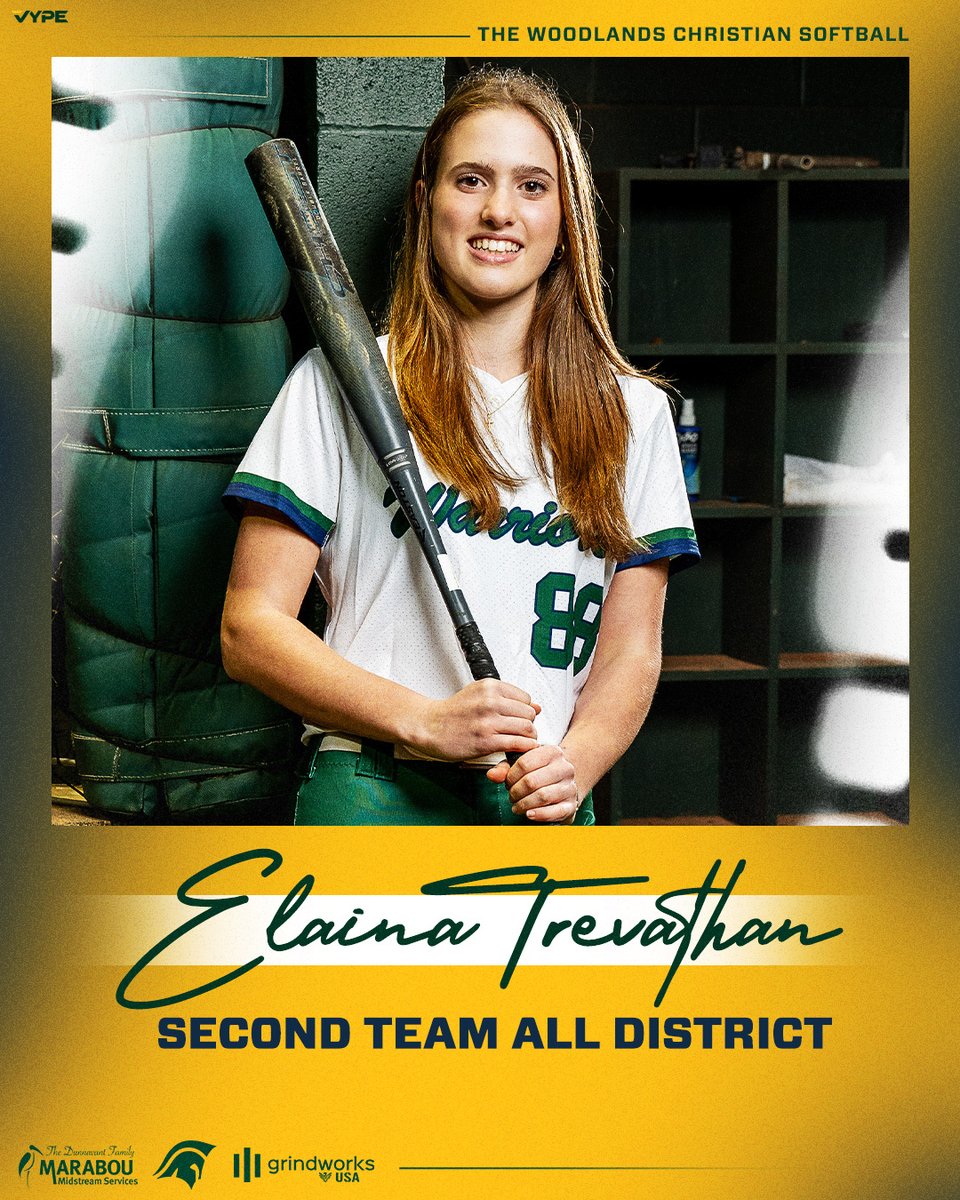 Congratulations to Elaina Trevathan (2027 IF/OF) for earning 2nd Team All-District honors! 
<a href="/twcasports/">Woodlands Christian</a> <a href="/twcawarriors/">Woodlands Christian</a> <a href="/TWCAStrength/">TWCA Warrior Strength</a> 
#softball