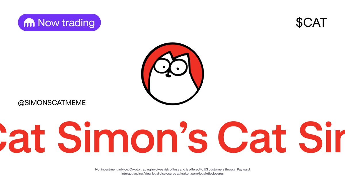 Kraken Exchange (@krakenfx) on Twitter photo Gmeow 🐱 $CAT <a href="/SimonsCatMeme/">Simon's Cat Token</a> is now available for trading on Kraken!
✔️ Deposits and withdrawals are enabled
🎉 Trading is now live!
Trade here ⤵️
p.k.xyz/9f1e/3e2m2g6s
*Geographic restrictions apply Gmeow 🐱 $CAT <a href="/SimonsCatMeme/">Simon's Cat Token</a> is now available for trading on Kraken!
✔️ Deposits and withdrawals are enabled
🎉 Trading is now live!
Trade here ⤵️
p.k.xyz/9f1e/3e2m2g6s
*Geographic restrictions apply