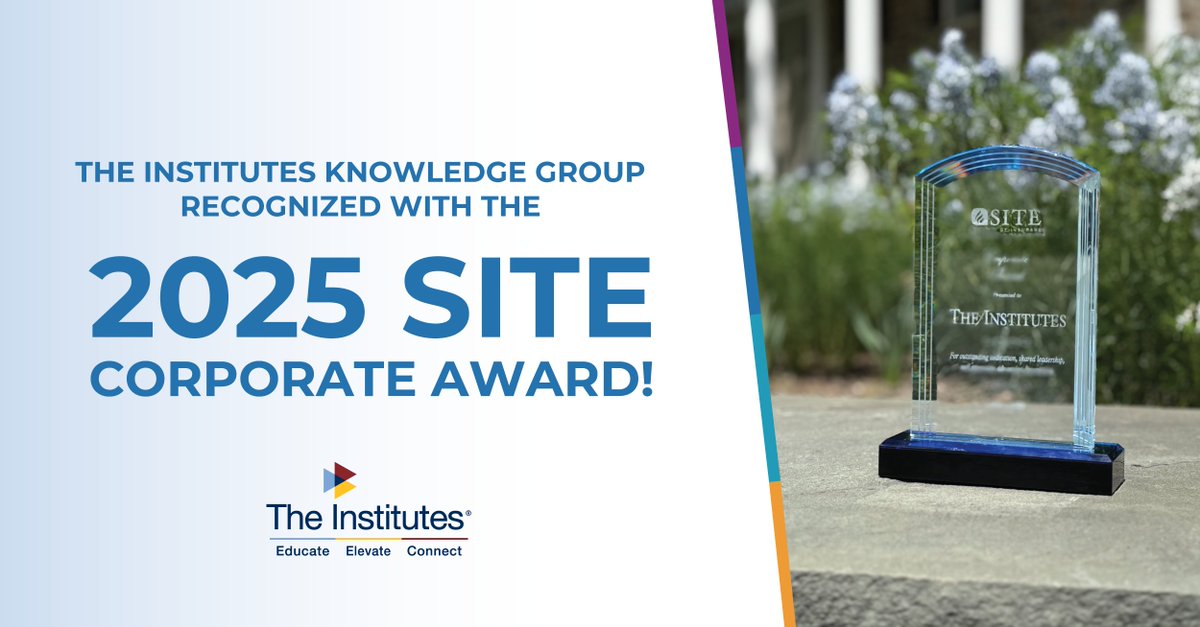 The Institutes (@theinstitutes_) on Twitter photo Congratulations to <a href="/The_Institutes/">The Institutes Knowledge Group</a> on receiving the 2025 SITE Corporate Award, its third time earning this distinction, presented by the Society of Insurance Trainers & Educators (SITE)! This work exemplifies our commitment to educating, elevating, and connecting those in RMI. Congratulations to <a href="/The_Institutes/">The Institutes Knowledge Group</a> on receiving the 2025 SITE Corporate Award, its third time earning this distinction, presented by the Society of Insurance Trainers & Educators (SITE)! This work exemplifies our commitment to educating, elevating, and connecting those in RMI.