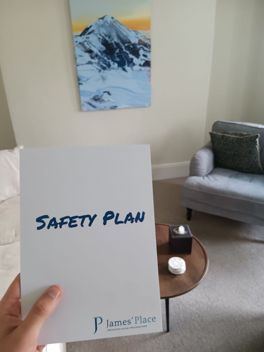 Part of our therapy involves safety planning. We work with men in suicidal crisis to write down signs they may be struggling, ways to keep calm, people or professionals they can ask for help, and things they can do to make their environment safer. jamesplace.org.uk #suicide