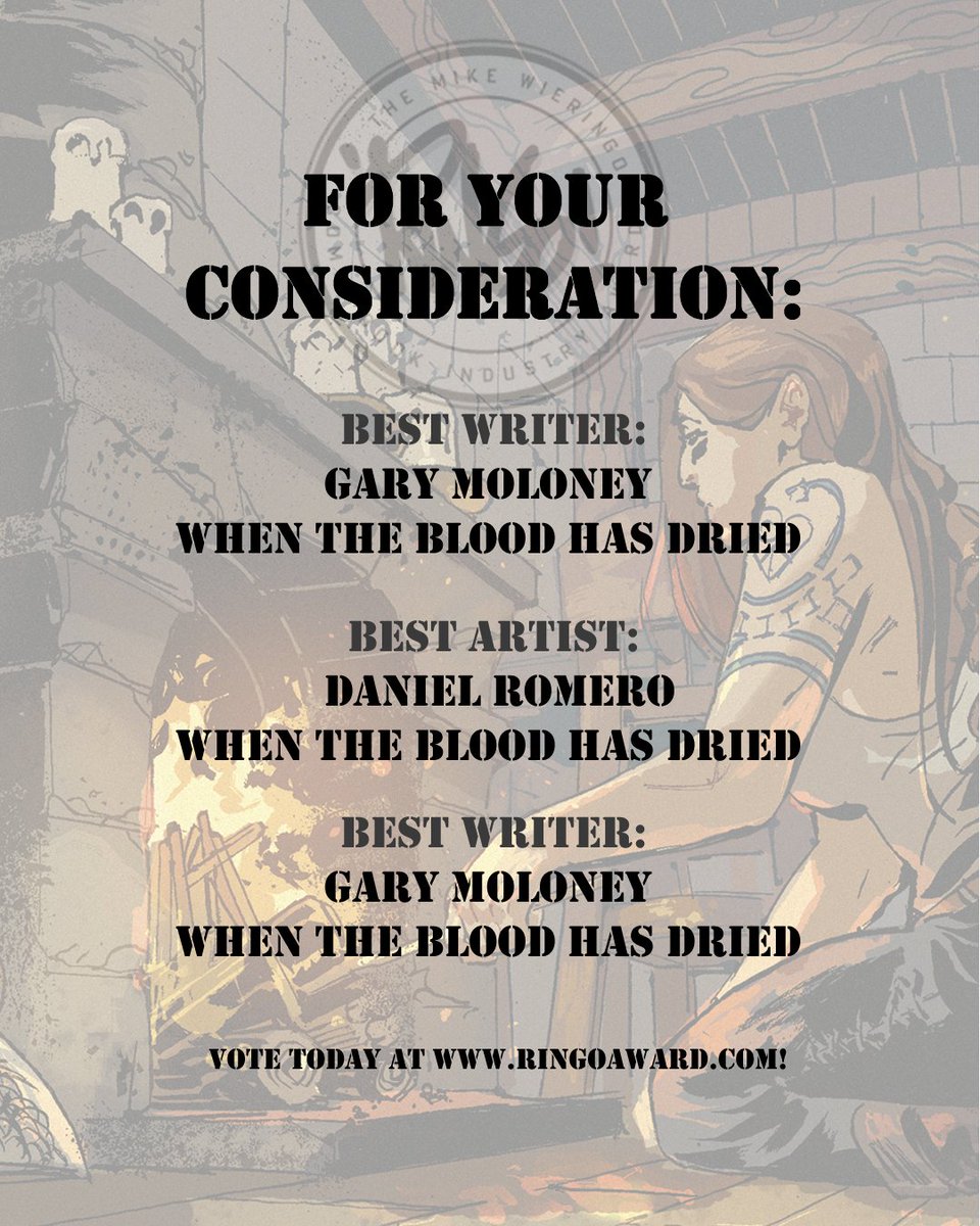 Hello my fellows writers and artist here, nominations for the Ringo Awards are still open, and "When The Blood Has Dried" is eligible! 

This is an important award, and we put a lot of work into this comic, so it would mean a lot if you could take 5 minutes to nominate us!