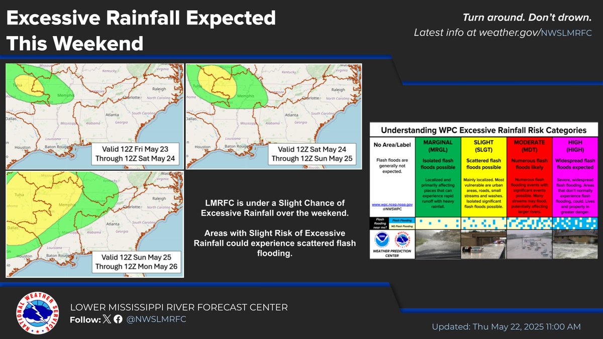 Chance of Excessive Rainfall over Memorial Day weekend for part of LMRFC.