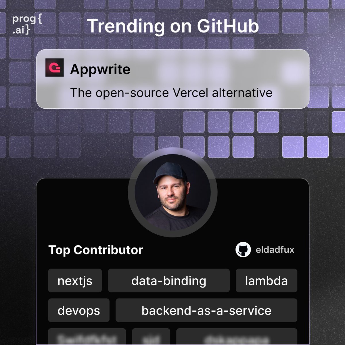 getprogai's tweet image. Trending on GitHub lately: @appwrite 

A platform (an alternative to @vercel ) that simplifies app building by handling auth, databases, storage, and more.

Big thanks to its creator and top contributor: @eldadfux