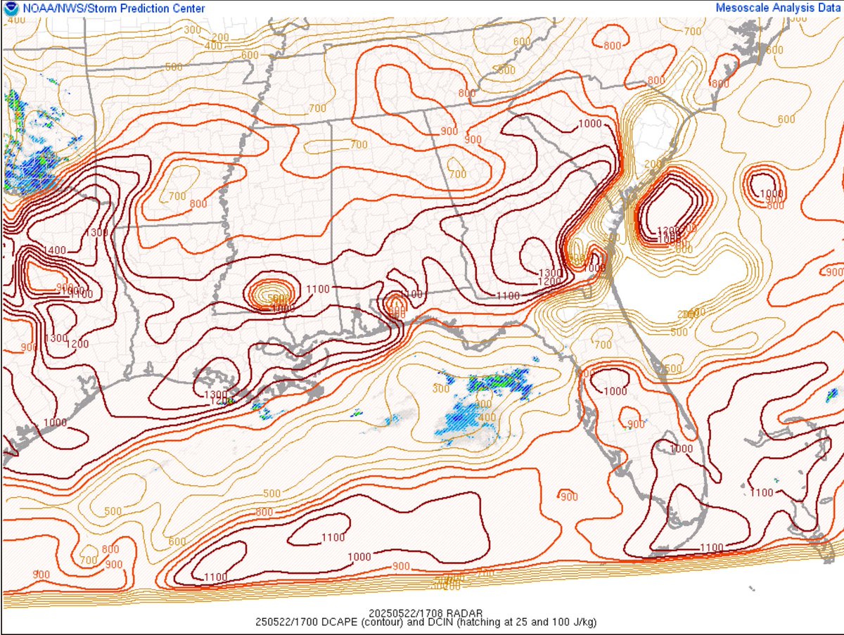 Revisiting today's marginal risk across the eastern half of South Florida: Latest mesoanalysis indicates high SBCAPE, 30-40 kts of bulk shear, steep low and mid-level lapse rates, as well as 1000-1200 J/kg DCAPE.

Parameters are favorable, now we wait for storm initiation.
