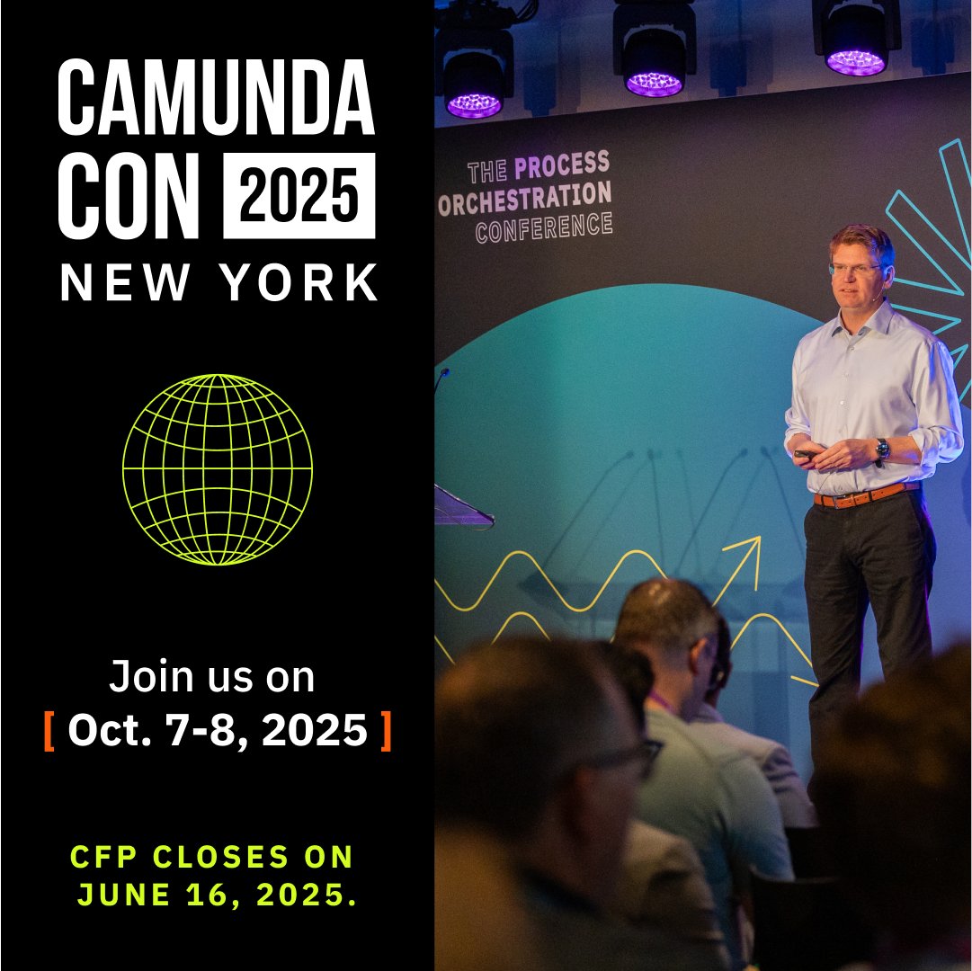 🚨 Our CFP for #CamundaCon 2025 NYC 🗽 is open now, but only until June 16! Submit your story today for your chance to join us at The Agentic Orchestration and Automation Conference in The Big Apple this October! bit.ly/4mgWHmy