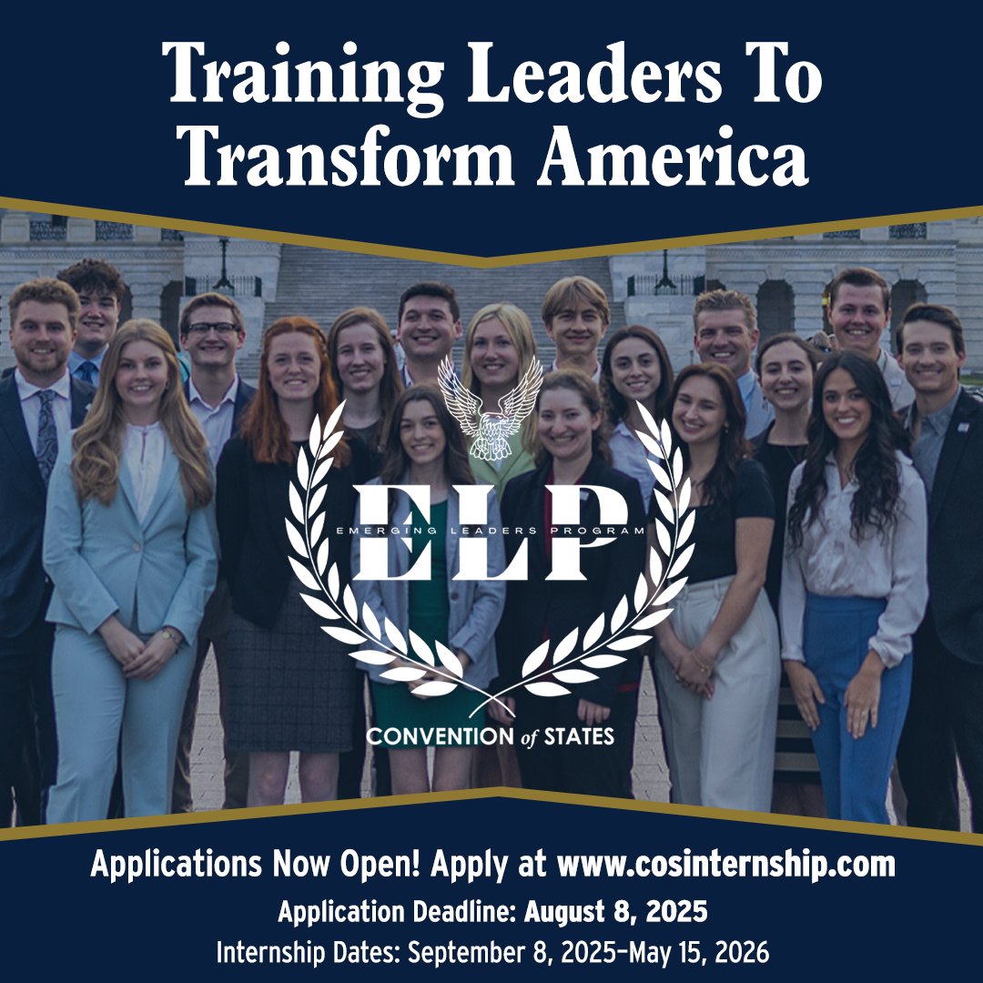 Self_Governance's tweet image. Are you... America First? ✅ Hungry for the next step? ✅ Eager to make America's greatness last? ✅ Spend your next academic year as an #EmergingLeader with the Emerging Leaders Program of the Convention of States Project. Apply at l8r.it/JDxG