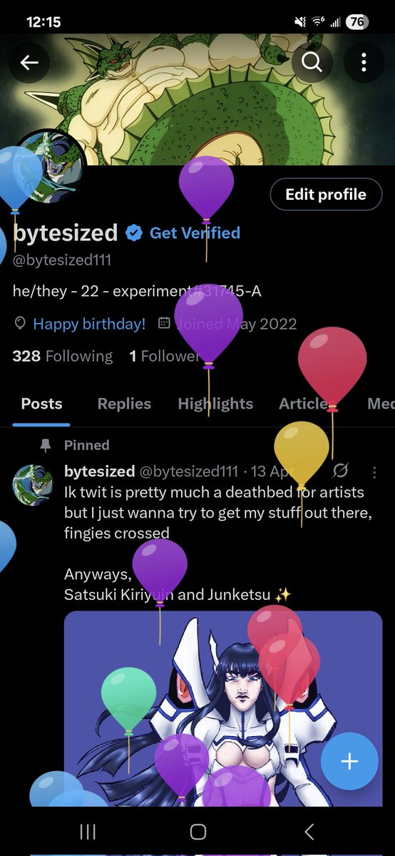 bytesized111's tweet image. Always an enjoyer of the birthday balloons 
23 is a strange number, time to go edit all my accounts
Here's to another 🎉