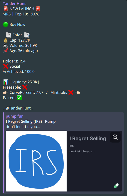 TanderhuntCall's tweet photo. 🚀 X8.7 on $IRS! — and I’m still holding!
Caught the signal early at 27.7K — now 240.8K (ATH: 277.2K)! 💰
One word: bot magic.
Held strong, and it paid off big.
Are you in the next one? 👀

4L231ySTgxKtWepxqi1hd5zHXxqSP2b2H7u5yFgjpump
TF: $BUBBLE $USDUC #moonpig $King https://t.co/y4gTdU1KCJ