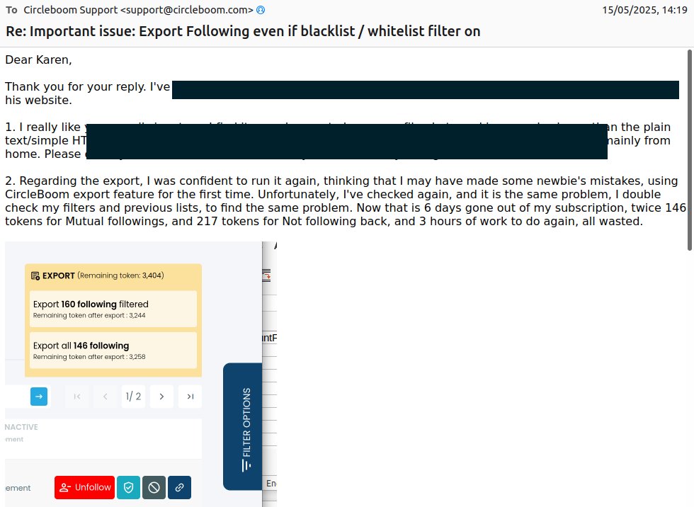 Puma_IT's tweet photo. @circleboom Hey @circleboom,
Please could you tell me how long will you take to address Support request by email?
I reply to the on-going ticket on 15th of May, 1 week ago... I started a paid subscription, so I expected some quality of service?! https://t.co/FgjIi9u4F2
