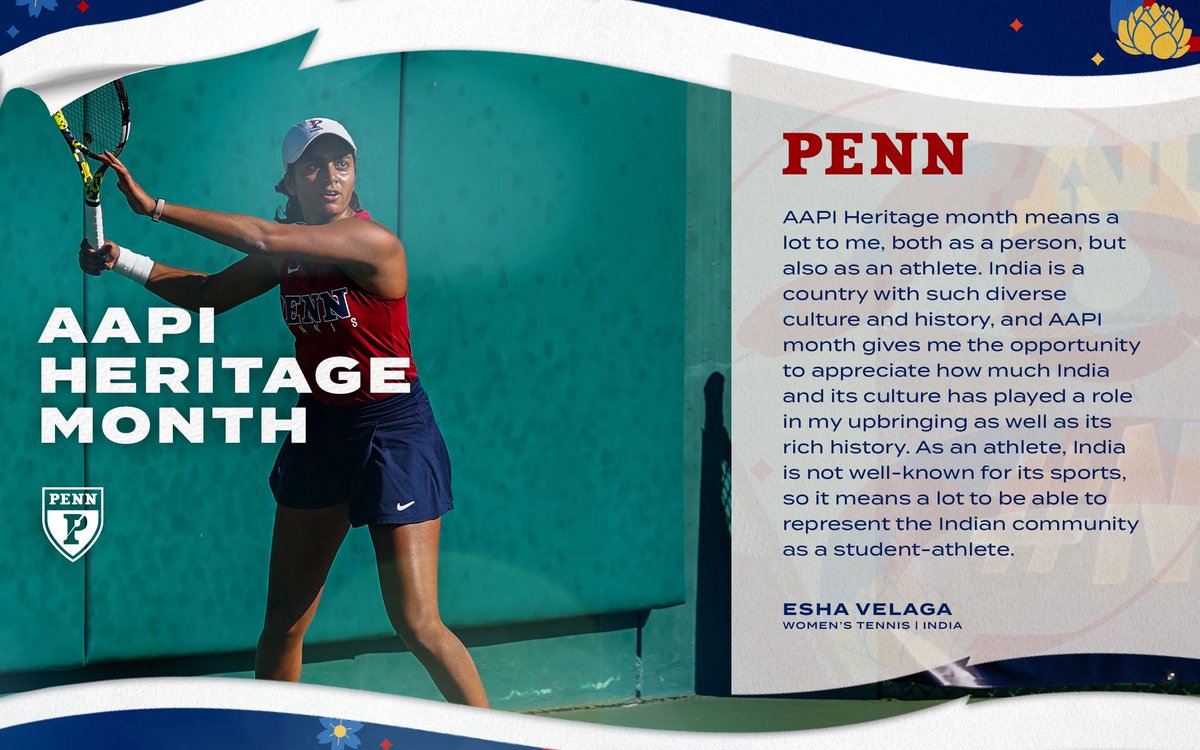 pennathletics's tweet image. Celebrating 𝗔𝗔𝗣𝗜 𝗛𝗲𝗿𝗶𝘁𝗮𝗴𝗲 𝗠𝗼𝗻𝘁𝗵 with @pennwomenstennis’s Esha Velaga!

#FightOnPenn x #AAPIHeritageMonth