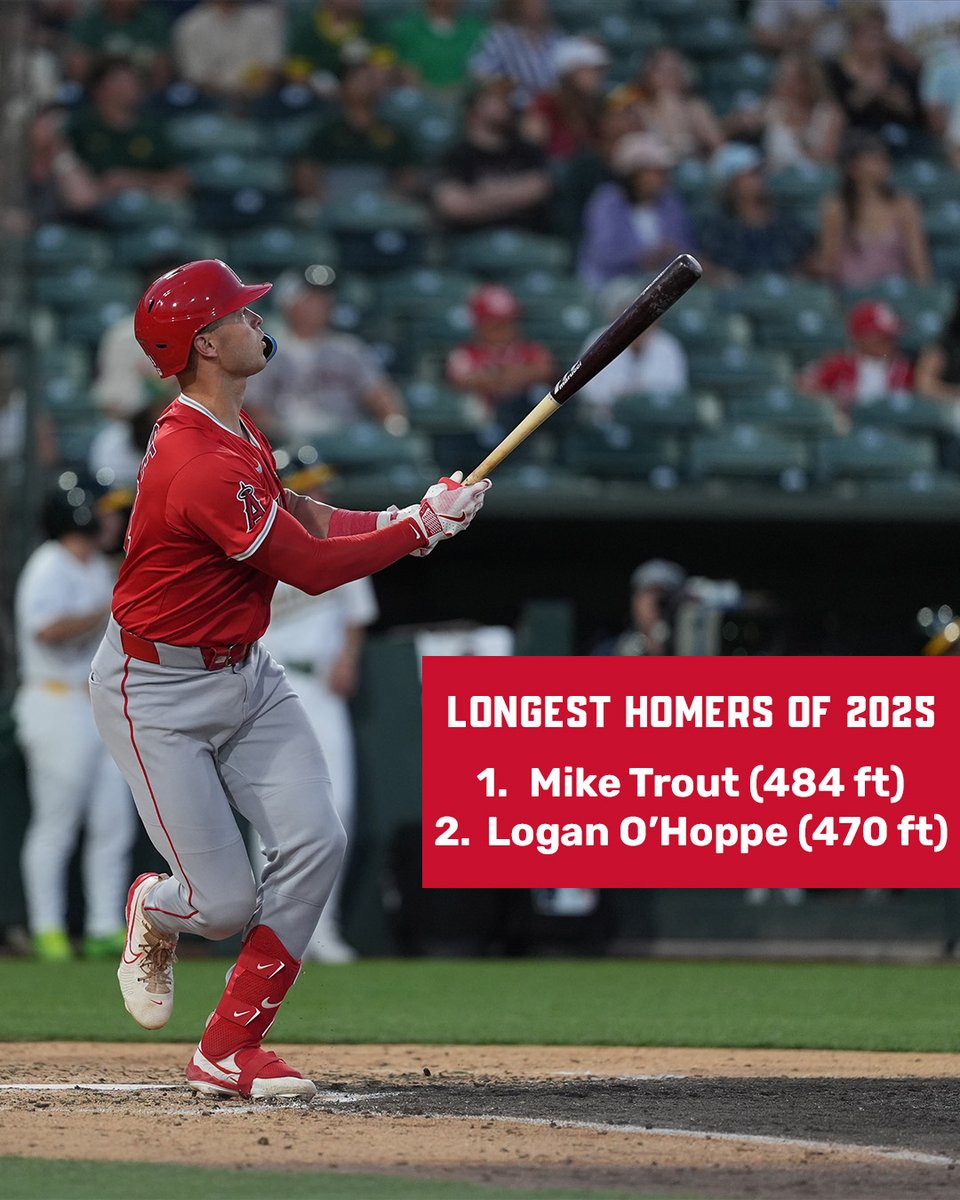 MLBPA (@mlbpa) on Twitter photo After Logan O'Hoppe's two-HR night, he & teammate Mike Trout are back-to-back on the HR leaderboard for max distance this season  🚀 After Logan O'Hoppe's two-HR night, he & teammate Mike Trout are back-to-back on the HR leaderboard for max distance this season  🚀