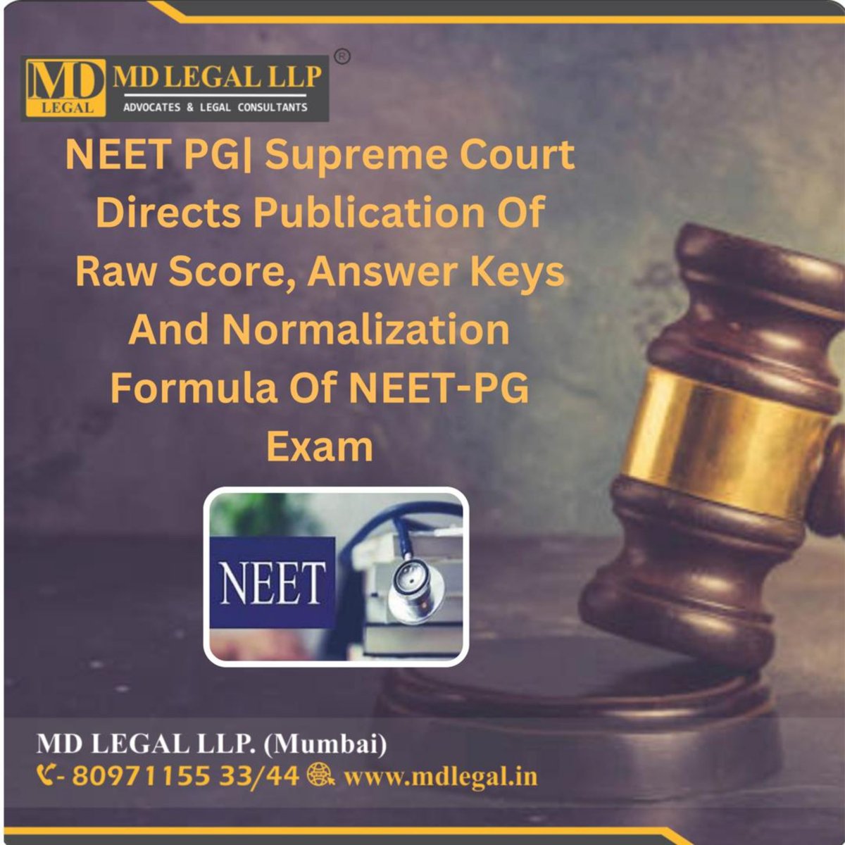mdlegalllp's tweet photo. #NEETPG #SupremeCourt #TransparencyInExams #MedicalEducation #NormalizationFormula #AnswerKeys #RawScores #MedicalAspirants #LegalNews #IndiaLaw #Judiciary #EducationReform #LegalUpdates #mdlegal #mumbailawfirm #advocatemahavirdeshlahra https://t.co/u3KDzminag