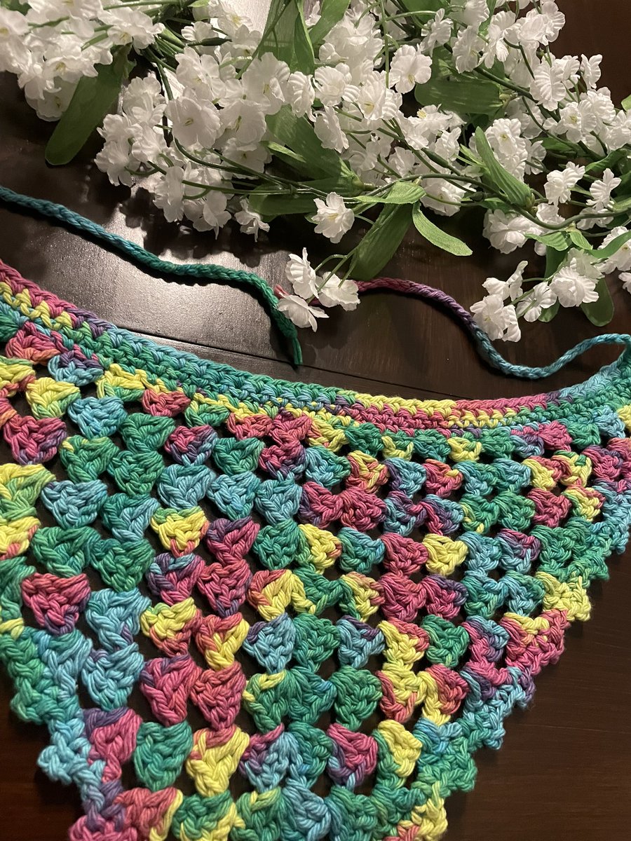 daisydaggerco's tweet photo. Rainbow crochet bandana 🌈🤍 https://t.co/dBaTMInkqW