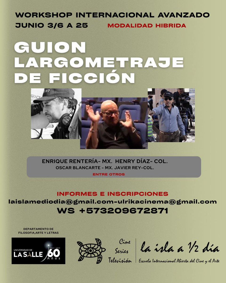 ESTUDIE, PROFUNDICE Y ACTUALICE SU ESCRITURA CINEMATOGRÁFICA CON DESTACADOS MAESTROS DE IBEROAMÉRICA.