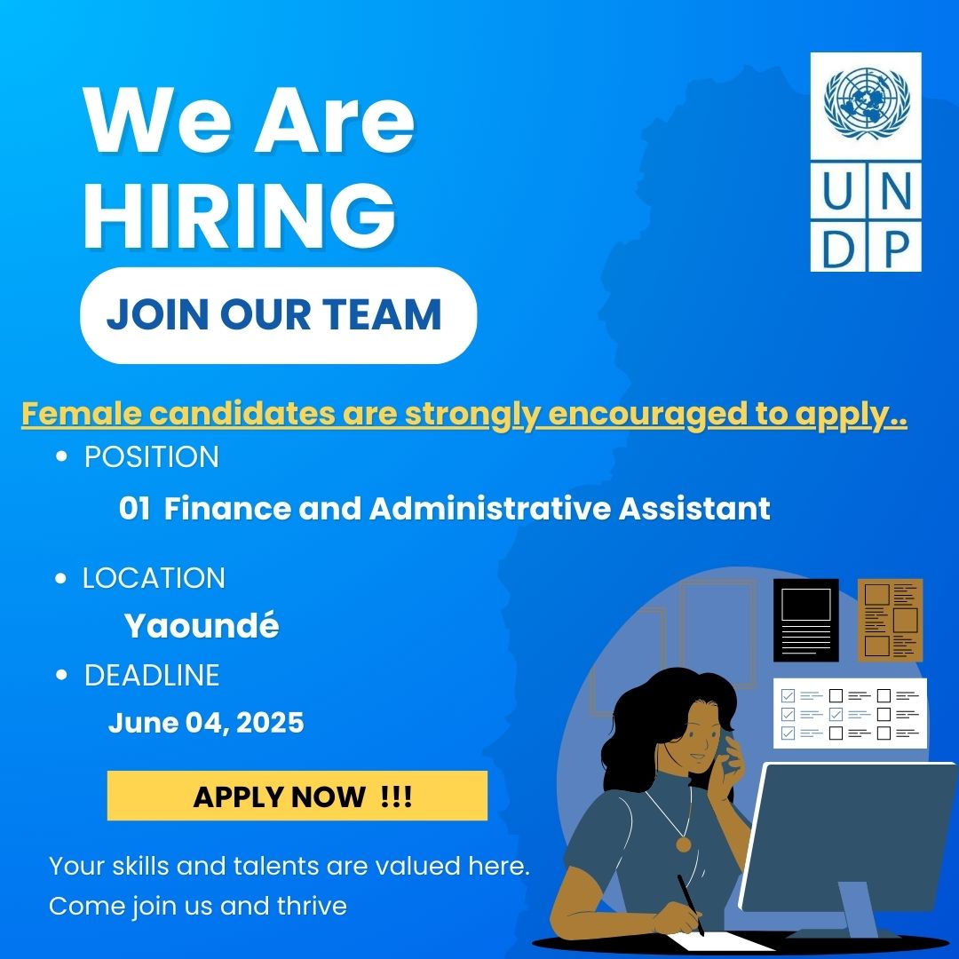 Career Opportunity with #UNDP 🇨🇲! 
📍 Yaoundé
The <a href="/UNODC/">UN Office on Drugs & Crime</a> is hiring a Finance &amp; Administrative Assistant (SB3)!
📌 Contract: 3 months (Service Contract)
⏰ Deadline: June 4, 2025
🔗 Apply now: estm.fa.em2.oraclecloud.com/hcmUI/Candidat… 
#UNJobs ♀️ #WomenEncouraged