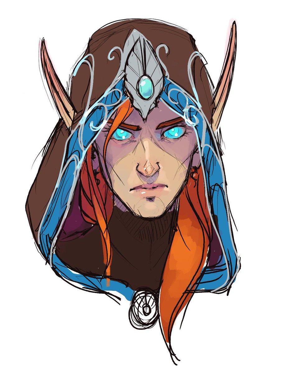 Quick sketch of my Quel’dorei Ranger who definitely wasn’t at 0 HP in our session last night
