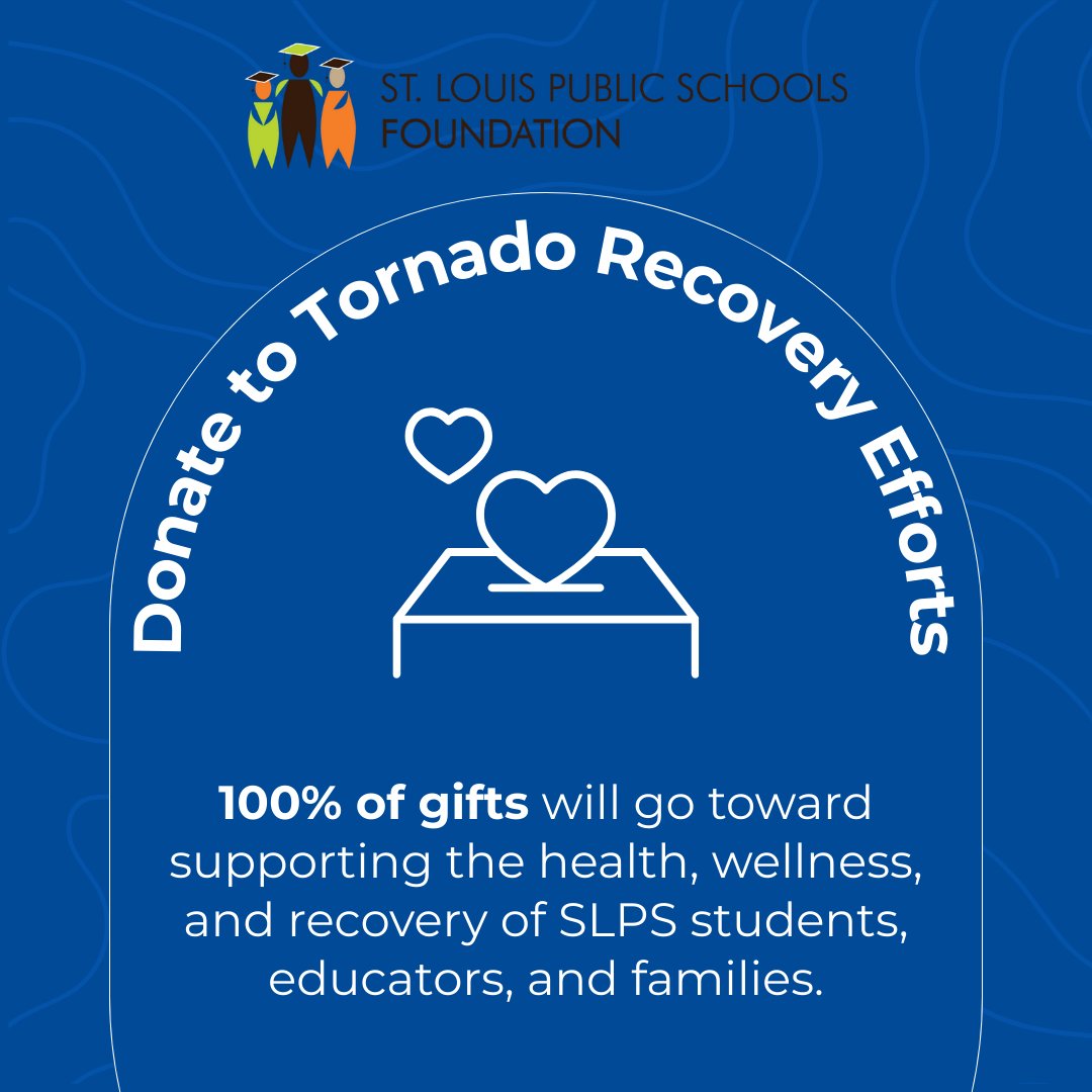 StlEdFund's tweet image. 100% of gifts will go toward supporting the health, wellness, and recovery of SLPS students, educators, and families. 

Donate to relief efforts at: tinyurl.com/4tbeykp8.