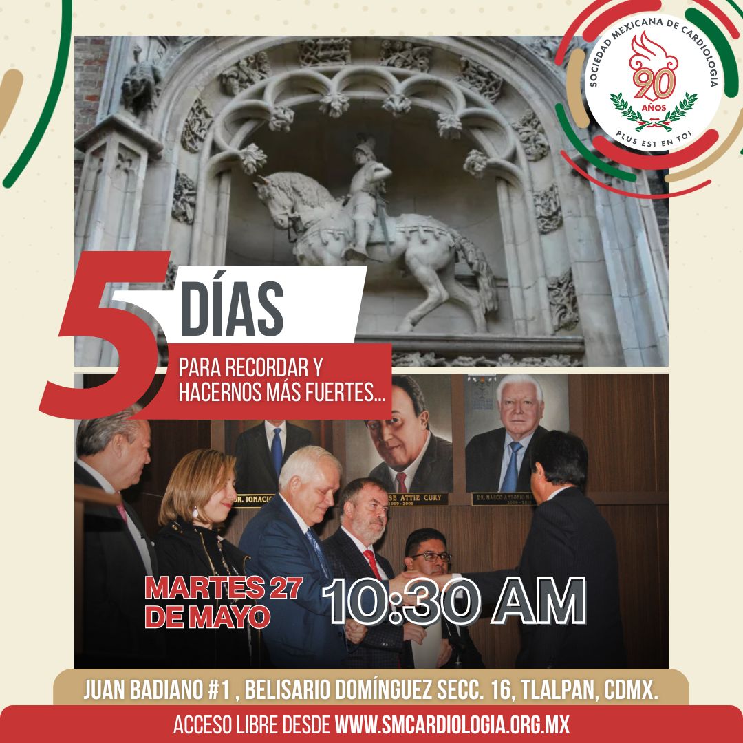 ⚠5 DÍAS PARA RECORDAR Y HACERNOS MÁS FUERTES #SMC
#UnaSociedadConHistoria te invita a ser parte de la celebración de 90 AÑOS.
✅ MARTES 27 DE MAYO  10:30 AM.
📍 PRESENCIAL: Juan Badiano #1 Belisario Domínguez Secc. 16. Tlalpan, CDMX.
✅ REGÍSTRATE VIRTUAL: