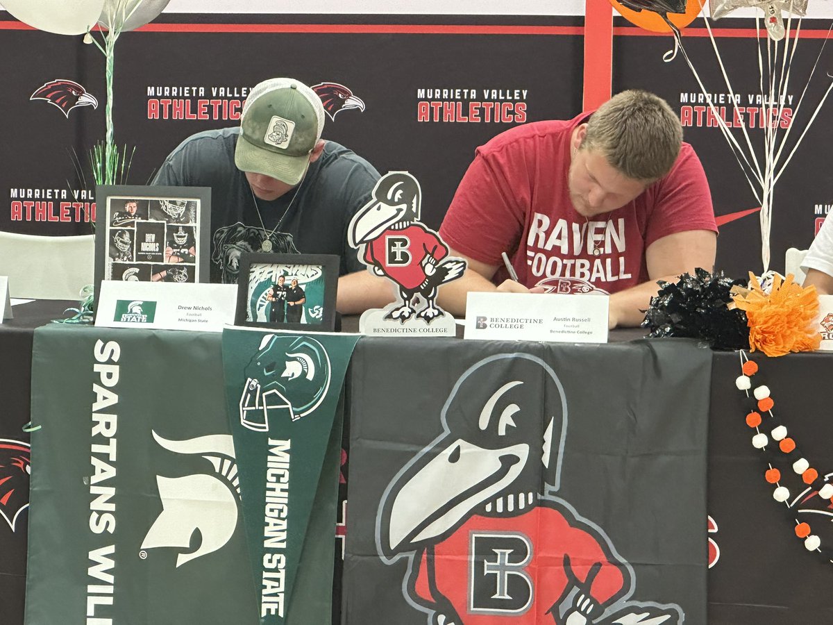 Exciting day for our family ❤️ Austin’s signing day! 🐦‍⬛🏈 GO RAVENS! 
<a href="/_austin_russell/">Austin Russell</a>  <a href="/RavenFootballBC/">Benedictine Football</a> <a href="/JoelOsborn_BC/">Joel Osborn</a> 
<a href="/coach_JLeonard/">Jake Leonard</a> <a href="/zyon_mathis/">Coach Zyon Mathis</a>