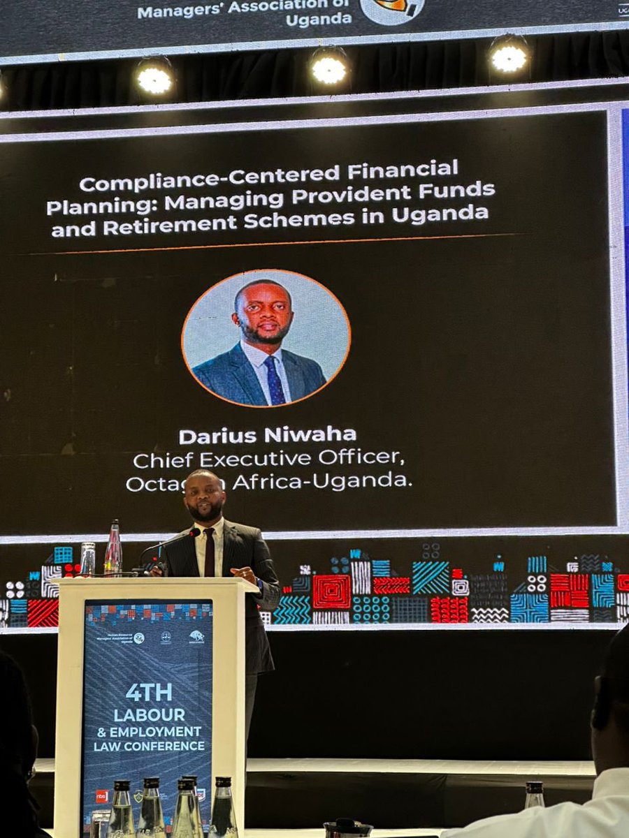 octagon_uganda's tweet image. We were privileged to have CEO, Darius Niwaha, deliver an address at the 4th Labour & Employment Law Conference under the theme “Traversing the Legal Uncertainties of the New World of Work.”
He shared insights on managing provident funds and retirement schemes
#OctagonUganda