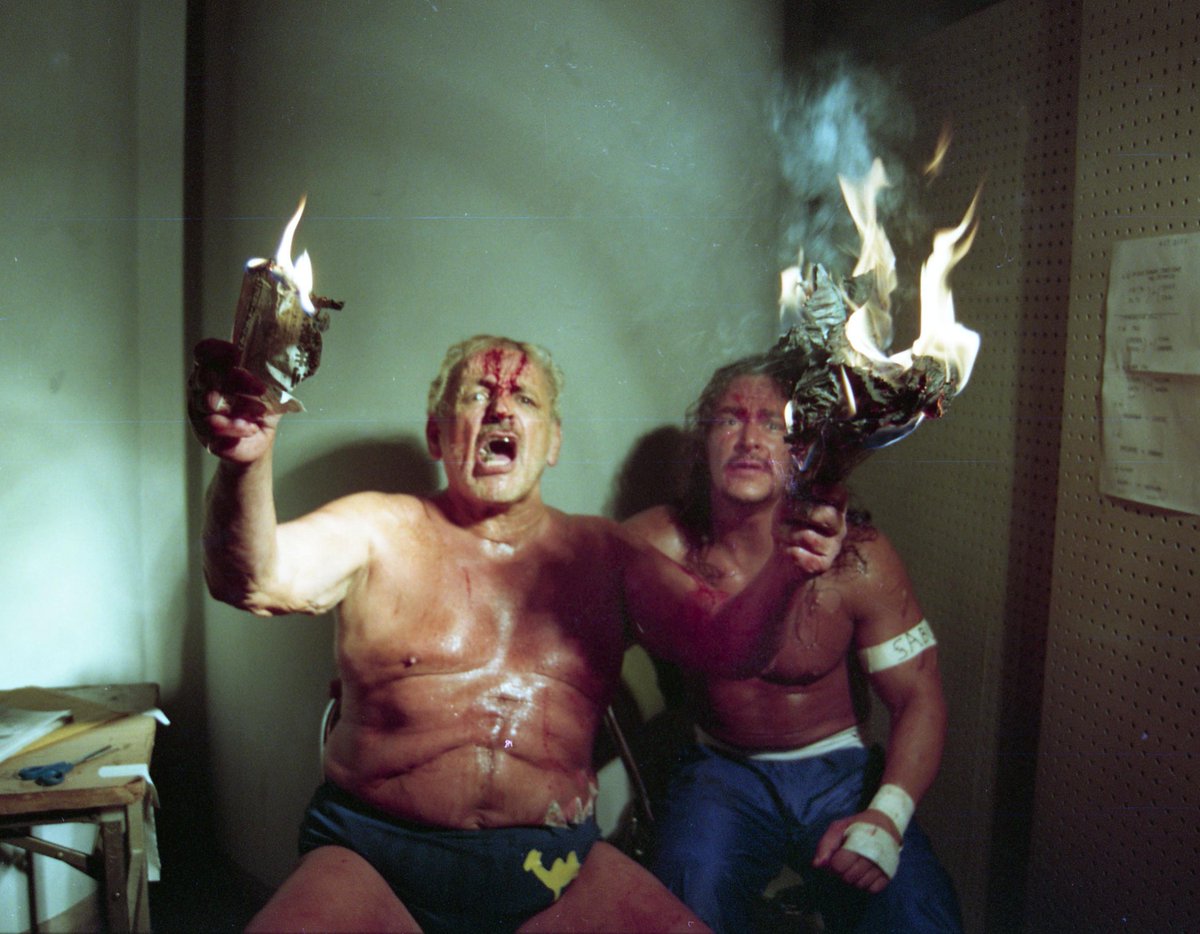 IANdrewDiceClay's tweet image. This picture of The Sheik and Sabu looks like still from 1970s horror movie. Frightening pair of rapscallions.