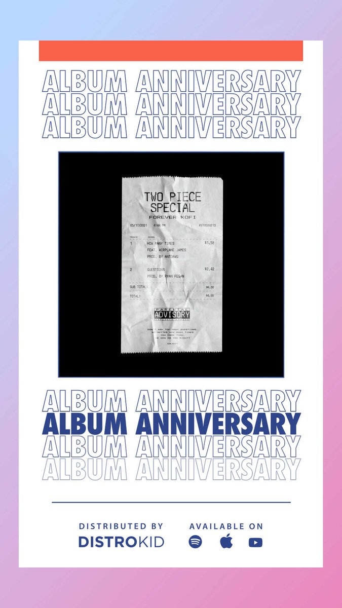 An old project turns 4 today - 

2 Piece Special 

Quick EP I did wit a feature from <a href="/Airplane354/">AIRPLANE JAMES</a> tap in see if you find something you like 

music.apple.com/us/album/2-pie…