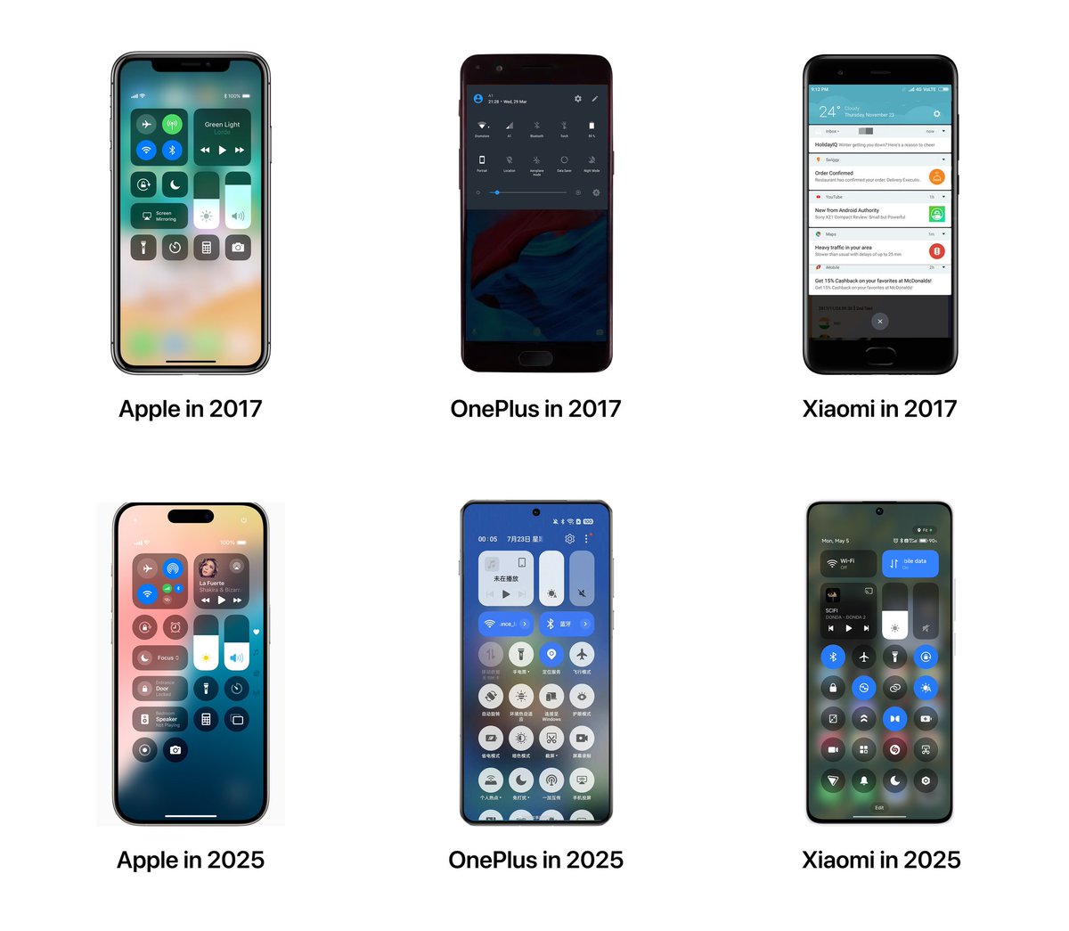 app_settings's tweet photo. why are certain android companies so desperate to copy Apple 💀

they should really try to make software that aligns with their own brand identity, instead of just ripping off what Apple’s designers spent years building https://t.co/9B987aAzvU