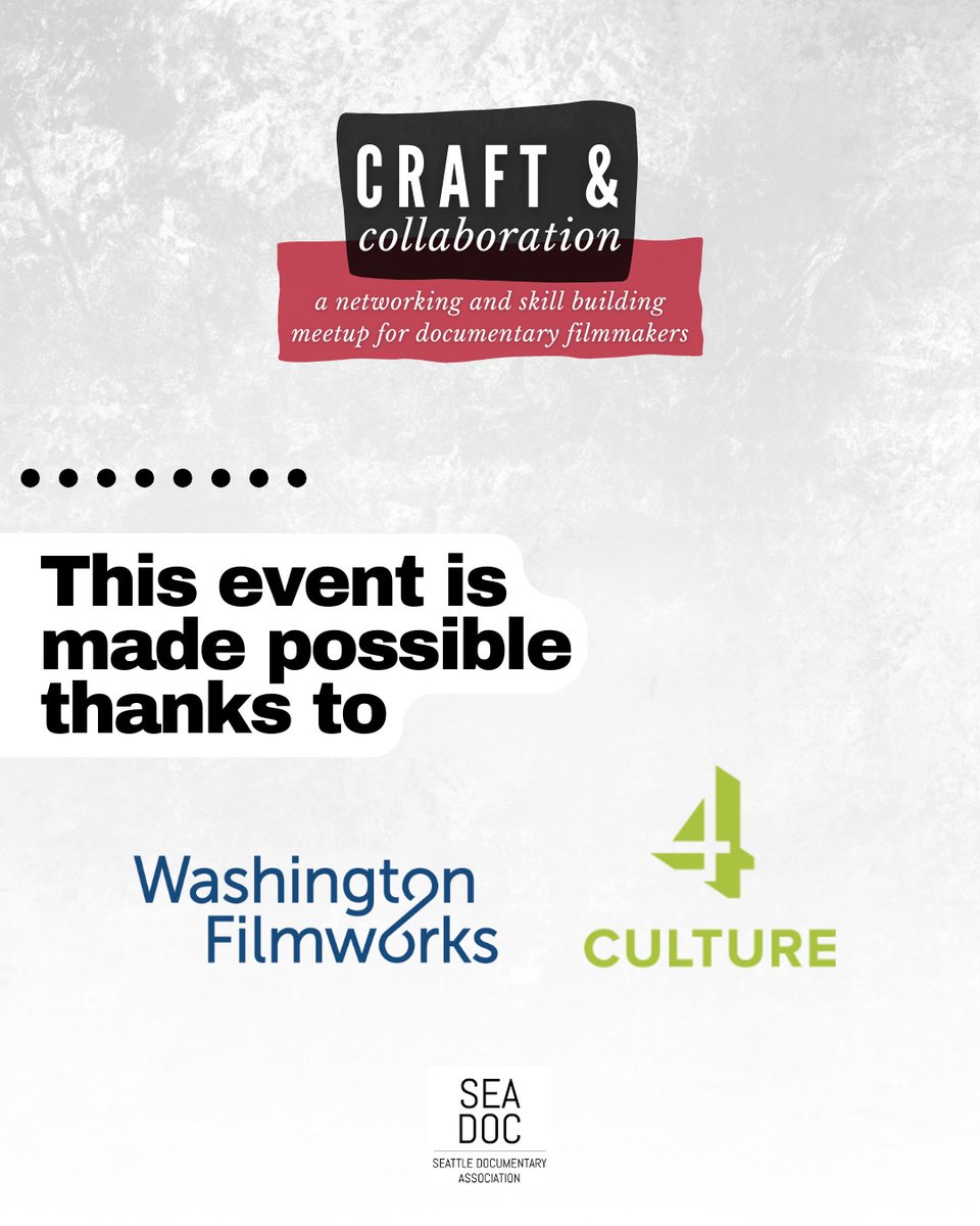 📣 Tickets are available now for SeaDoc's Craft &amp; Collaboration, a networking and skill building meetup for documentary filmmakers! This event is funded in part by the Washington Filmworks FWD Funding Initiative.

🗓️ June 13-14, 2025

🔗 Get the details at seattledocumentary.org