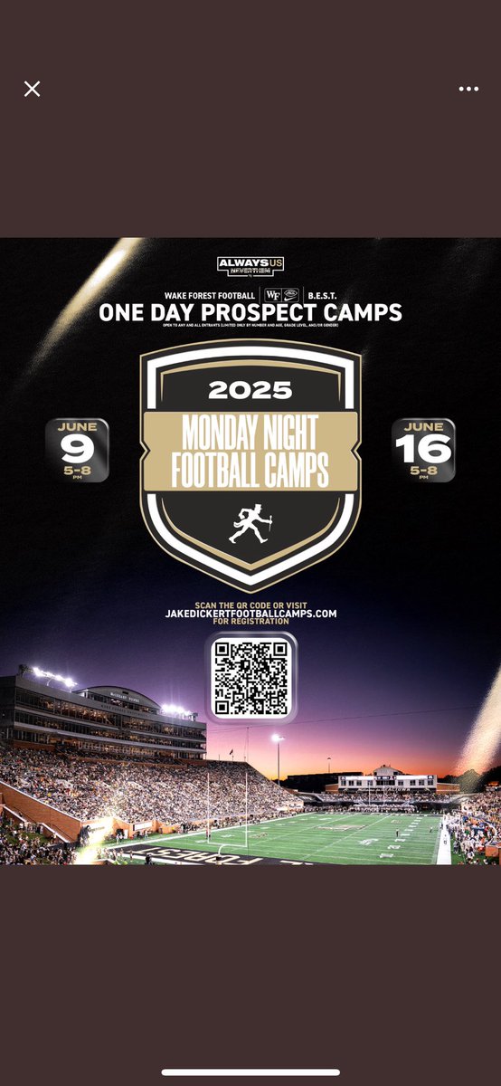 Thank you <a href="/Tanner_Powers_/">Tanner Powers</a> and <a href="/WakeFB/">Wake Forest Football</a> for the invite!
<a href="/breonelston2030/">Breon Elston</a> <a href="/Marco17Giordani/">Marco Giordani</a> <a href="/SawyersAj/">Ardrel “ AJ” sawyers</a> <a href="/adrian36289404/">Adrian spence</a> <a href="/coleanderson012/">𝓒𝓸𝓵𝓮 𝓐𝓷𝓭𝓮𝓻𝓼𝓸𝓷</a> <a href="/TSUFbrecruiting/">Tennessee State Football Recruiting</a>
