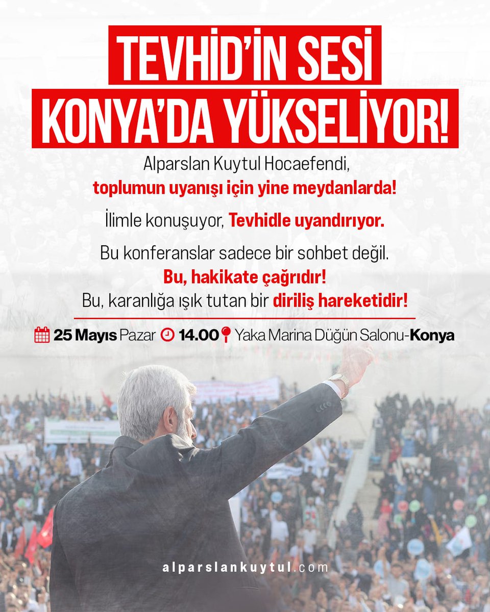 Tevhid'in Sesi Konya'da Yükseliyor!
AlparslanHoca Konyada
#FurkanKonferansları