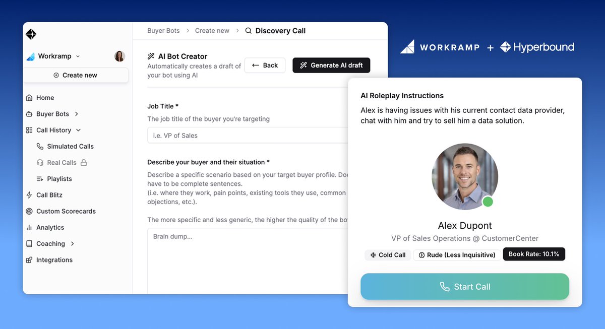 Level up sales training with AI Practice! 🚀

Reps can practice pitches, objections, &amp; demos in a risk-free environment inside WorkRamp.
✔️ Custom scenarios
✔️ On-demand practice
✔️ Continuous improvement

Ready to transform your sales training? Reach out today to learn more!