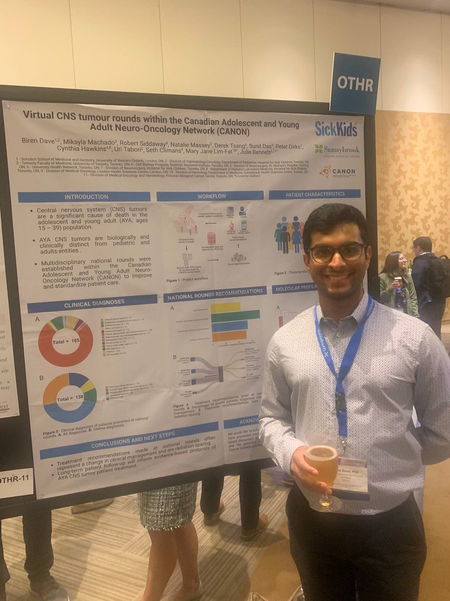 Dr. Biren Dave presented at the 2025 SNO Pediatric Neuro-Oncology Conference on "Virtual CNS tumour rounds within the Canadian Adolescent and Young Adult Neuro-Oncology Network (CANON)"—highlighting how our AYA rounds are shaping patient care. #PedSNO2025 #AYAonc